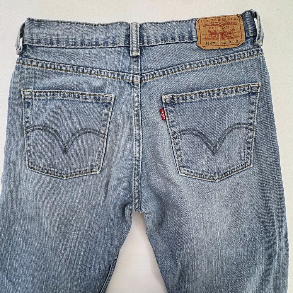 Levis 514 Straight Fit Jeans Mens 27x29 Light Wash Blue Denim Slim 514